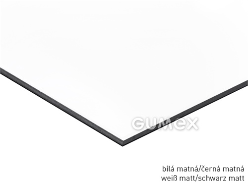 Ibond Aluverbundplatte, 3mm, 3050x1500mm, Aluminium 0,3mm, PE-Kern, matt/matt, weiß/schwarz, 
